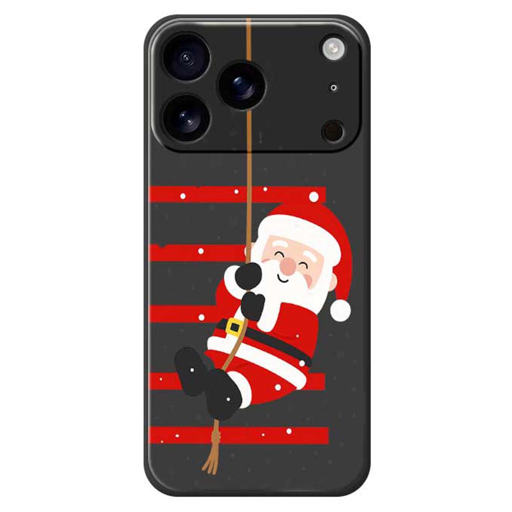 

For iPhone 17 Pro Max Case Santa Claus Pattern Printing Straight Edge TPU Phone Back Cover Black