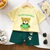 Kids Short Sleeve Cotton Set With Cartoon Pattern For Summer Play