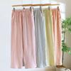 2026 New Women's Spring/Summer Sleeper Pants 100% Cotton Crepe Solid Color Pants Fresh Straight Tube Loose Pocket Home Pants