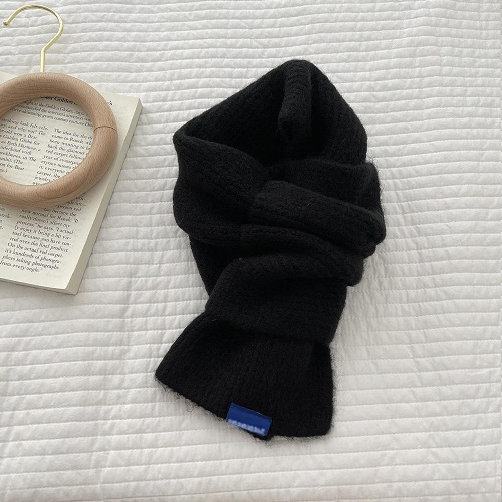 Solid Color Y2K Knitted Scarf Thicken Cross Woolen Scarf Fashion Winter Warm Scarf  Unisex