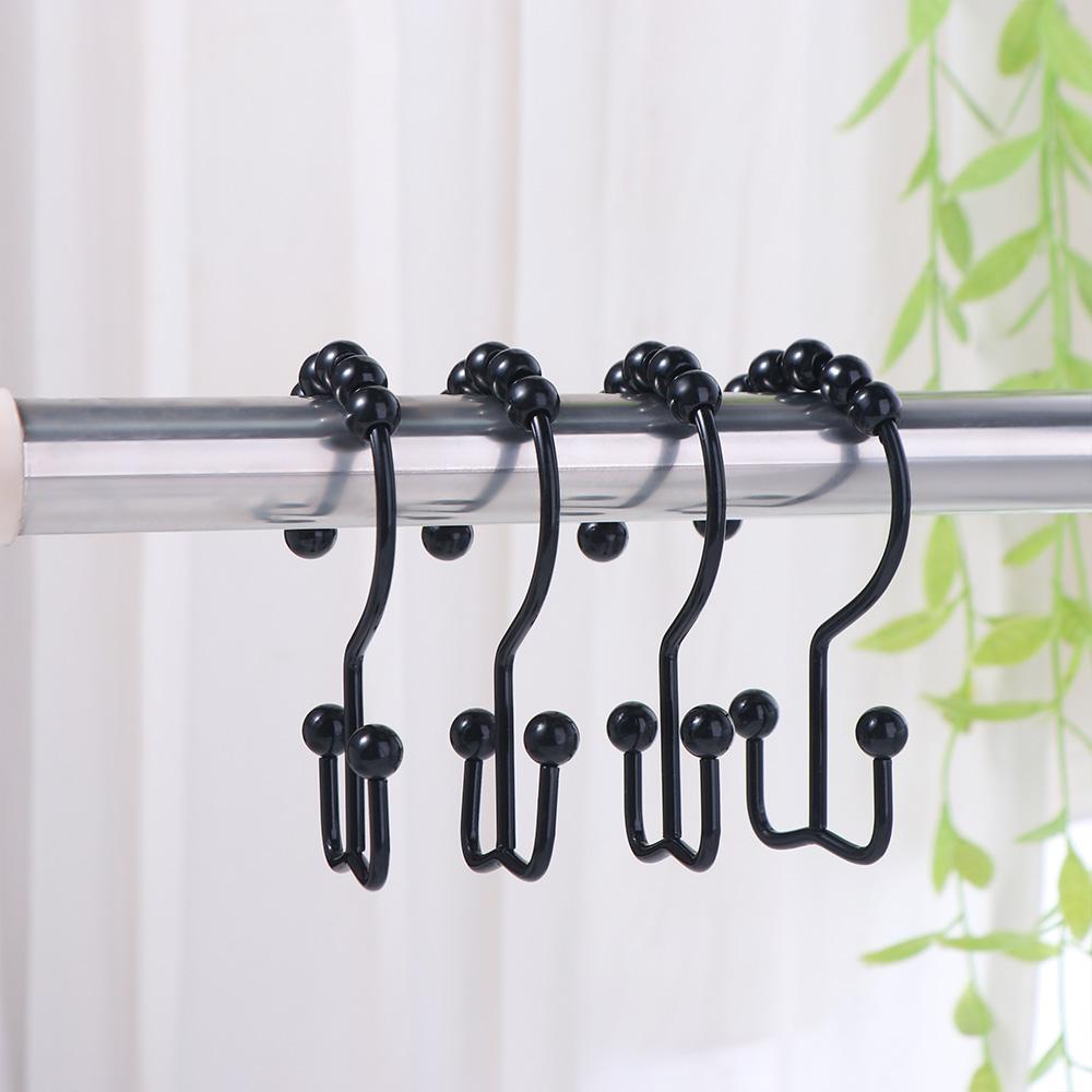 12Pcs Double Sided Rolling Shower Curtain Rings Free Sliding Bathroom Shower Hangers Home