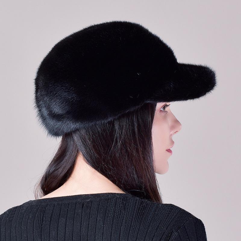 Mink hat men's, medium and old mink hair whole leather baseball cap, winter fur men's and women's outdoor mink forward hat