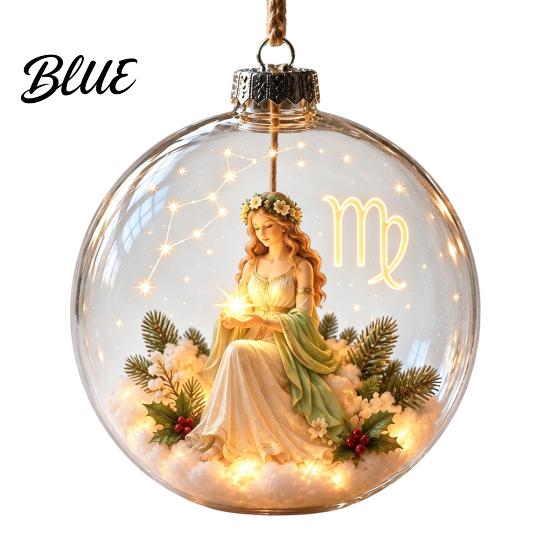Acryl-Ornamente für Wandleuchte Leuchtendes Sternzeichen Weihnachtsornament Leuchtendes Schild Kugel mit Warm-LED Feiertagspartyzubehör 3D Klar Hängender Anhänger