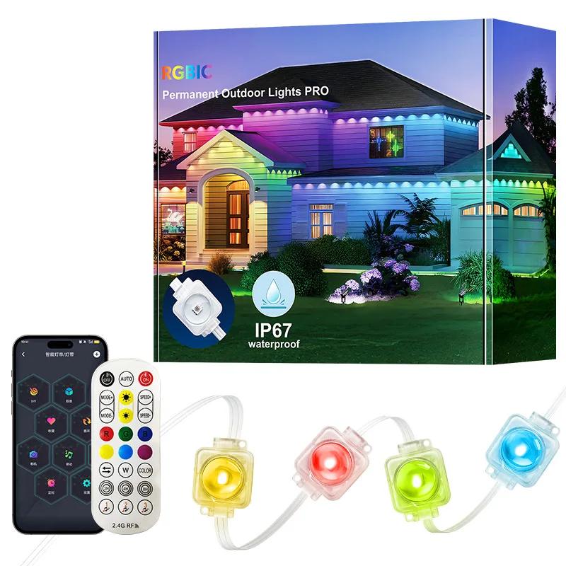 

100FT 60 LEDs Permanent Outdoor Lights Smart RGBIC Eaves LED Lights Festival Flashing Lighting Fairy String Holiday Lighting 5M 10LEDs&US Plug