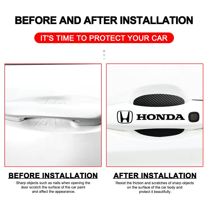 Car Door Sticker Carbon Fiber Scratches Auto Handle Protection Film For Honda Fit Mugen Insight Type S R VTEC Modulo Vezel SiPilot Fit XRV CRV HRV Dio