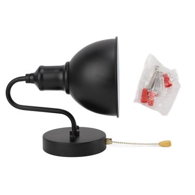 Vintage Wall Lamp Black Pull Chain E26 Hardwired Iron Classic Industrial Wall Sconce for Home
