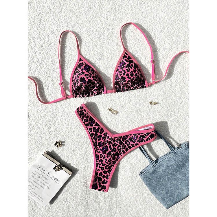 Leopard Print Lace-up Bikini - 2025 New European & American High-End Swimwear