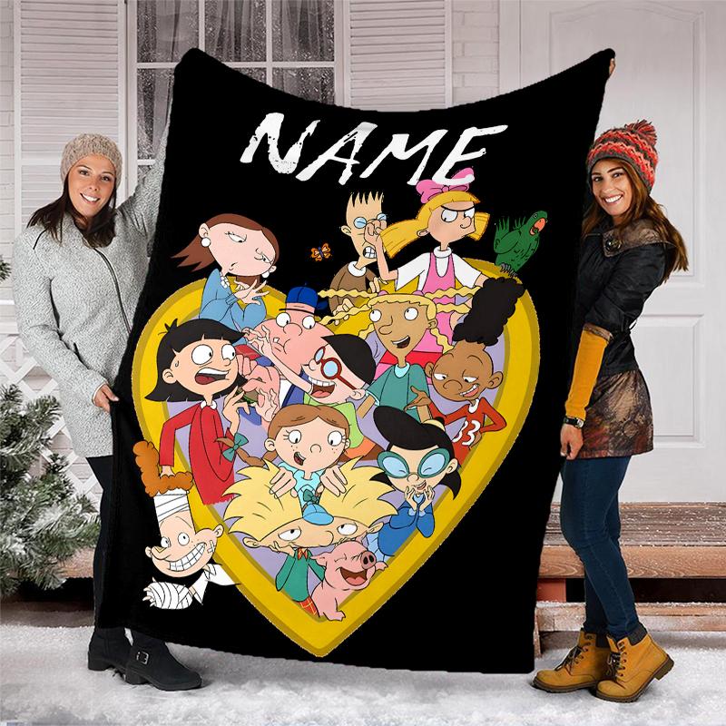 Personalized Custom Name Blanket - Hey Arnold Print Design,Blanket for Sofa,Bed,Travel,Camping - Soft and Warm, Great Gift