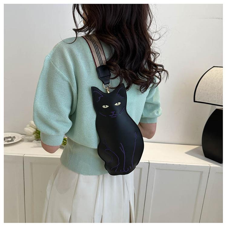 Cat Cute Women's Chest Bag Ins Style Minimally Printed Single Shoulder Crossbody Bag