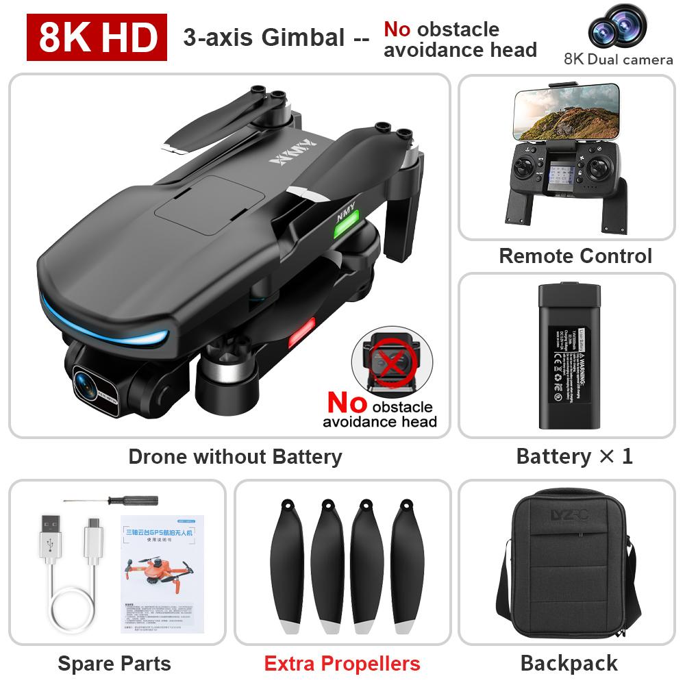 N800 PRO2 GPS Drone Professional 8K 3-Axis PTZ HD Dual Camera Obstacle Avoidance Brushless Motor 5G WIFI FPV RC Quadcopter Toys