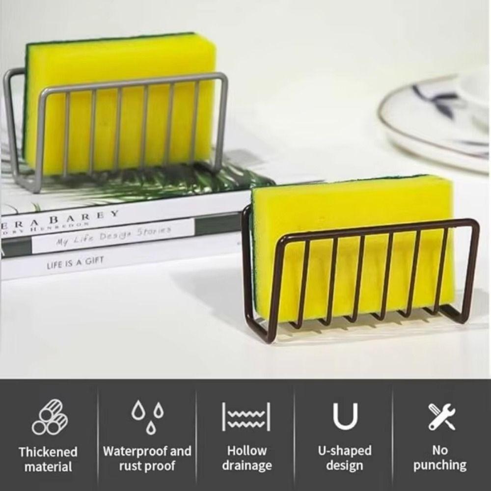 Wall-Mounted Sponge Holder Suction Cup Drain Storage Shelf Sink Shelving  Countertop Storage