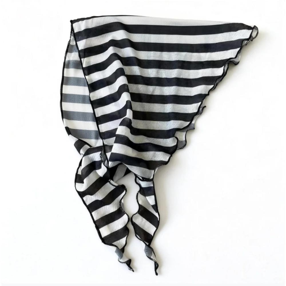 New linen Korean version retro simple black and white high temperament twill wave dot triangular square scarf shawl light luxury scarf