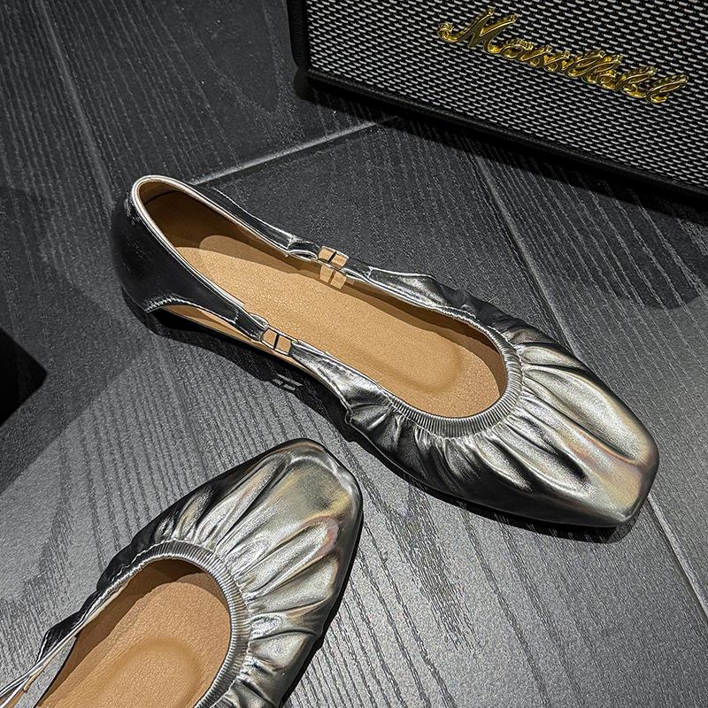 Fashion Women Heeled Sandals Square Toe Casual Loafers Sport Shoes Woman 2025 Trend Summer Dress Soft Leather Comfort Shallow Zapatos