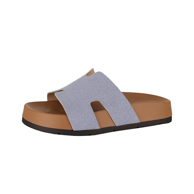 

Тапочки Fairy Wind с толстой подошвой и одним словом H женские 2025 новые ретро универсальные удобные пляжные тапочки с одной педалью 40 синий