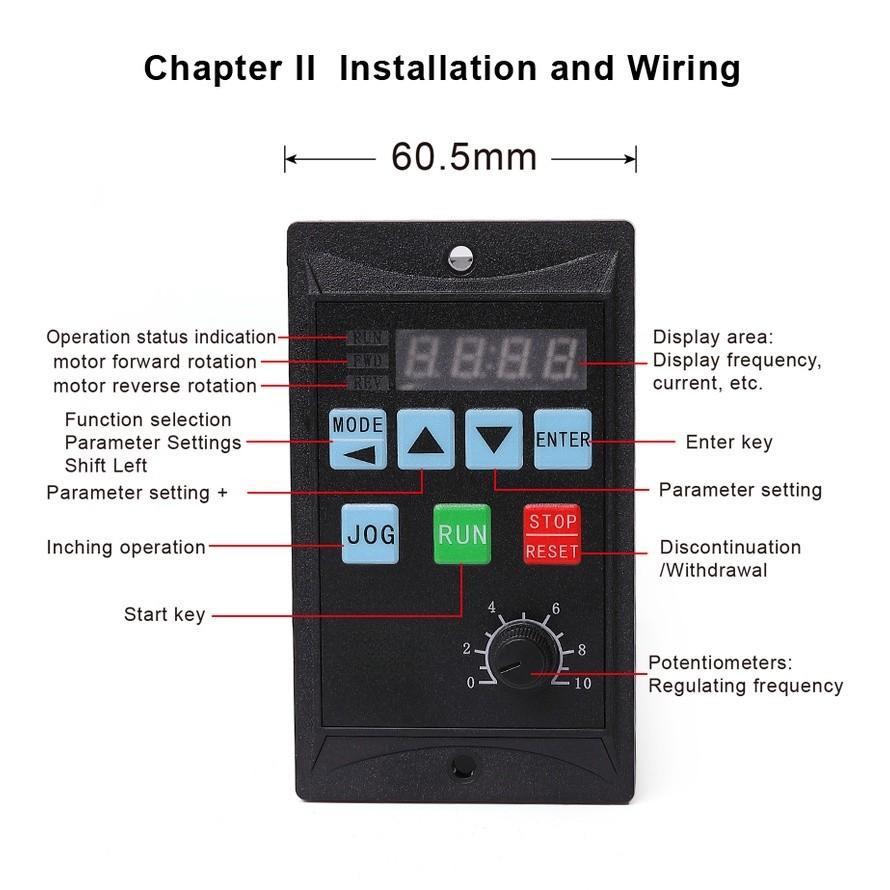 Driver Miniature Frequency Converter MCU Single Phase Input Simple Frequency Converter VFD 750W/1500W RS485 Three-Phase Motor