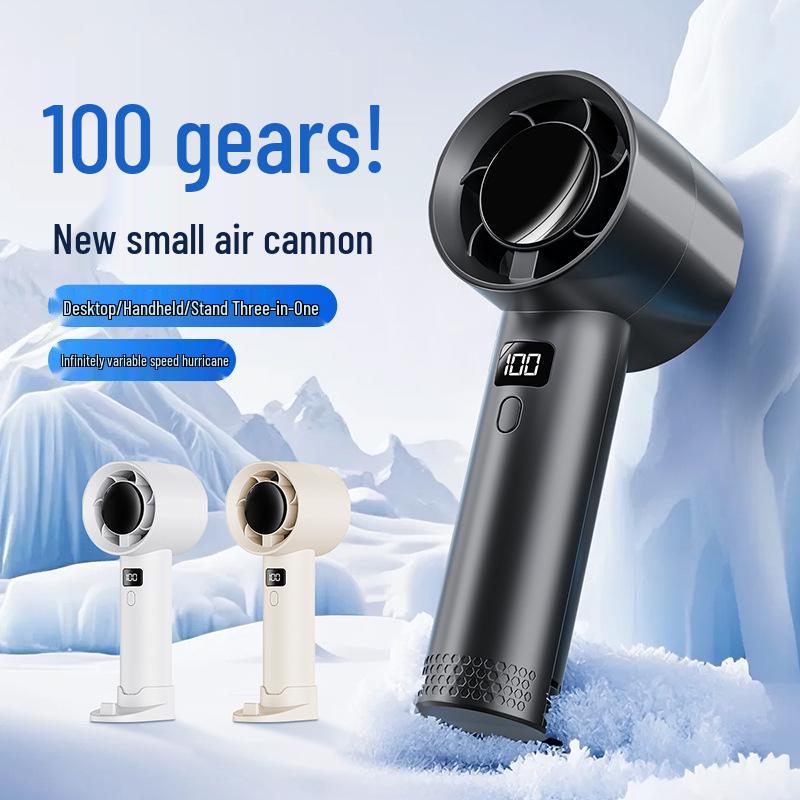 100-Speed Turbo Handheld Fan with USB & Digital Display - Strong Wind, Portable, Desktop & Outdoor Use Gray (Digital Display 100-Speed)