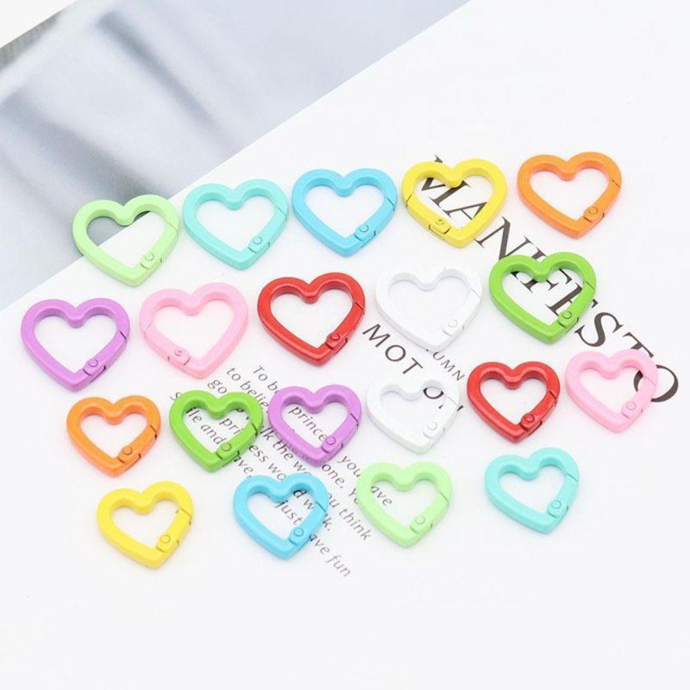 5pcs Macaroon Color Peach Heart Keyring Heart Shape Love Keychain Clips  Fishing
