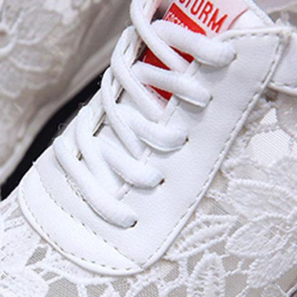 Dames Zomer Mesh Kant Schoenen Dikke Zolen Wedge Instappers Sneakers Vrouwelijk Grote Maat Hol Uit Casual Ademende Schoenen