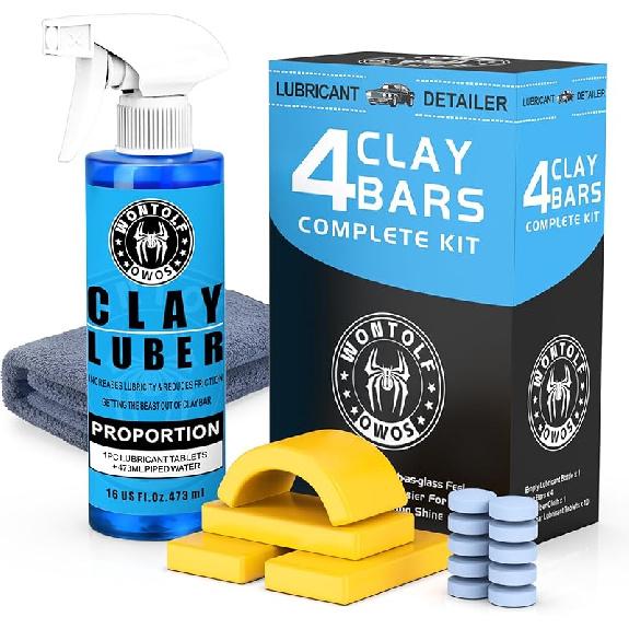 Wontolf Complete Car Clay Bar Auto Detailing Kit, Clay Luber, Butter Wet Wax, Car Wash Soap - Premium Grade Clay System Car Washing Detailing Kit- Clay Bar Kit