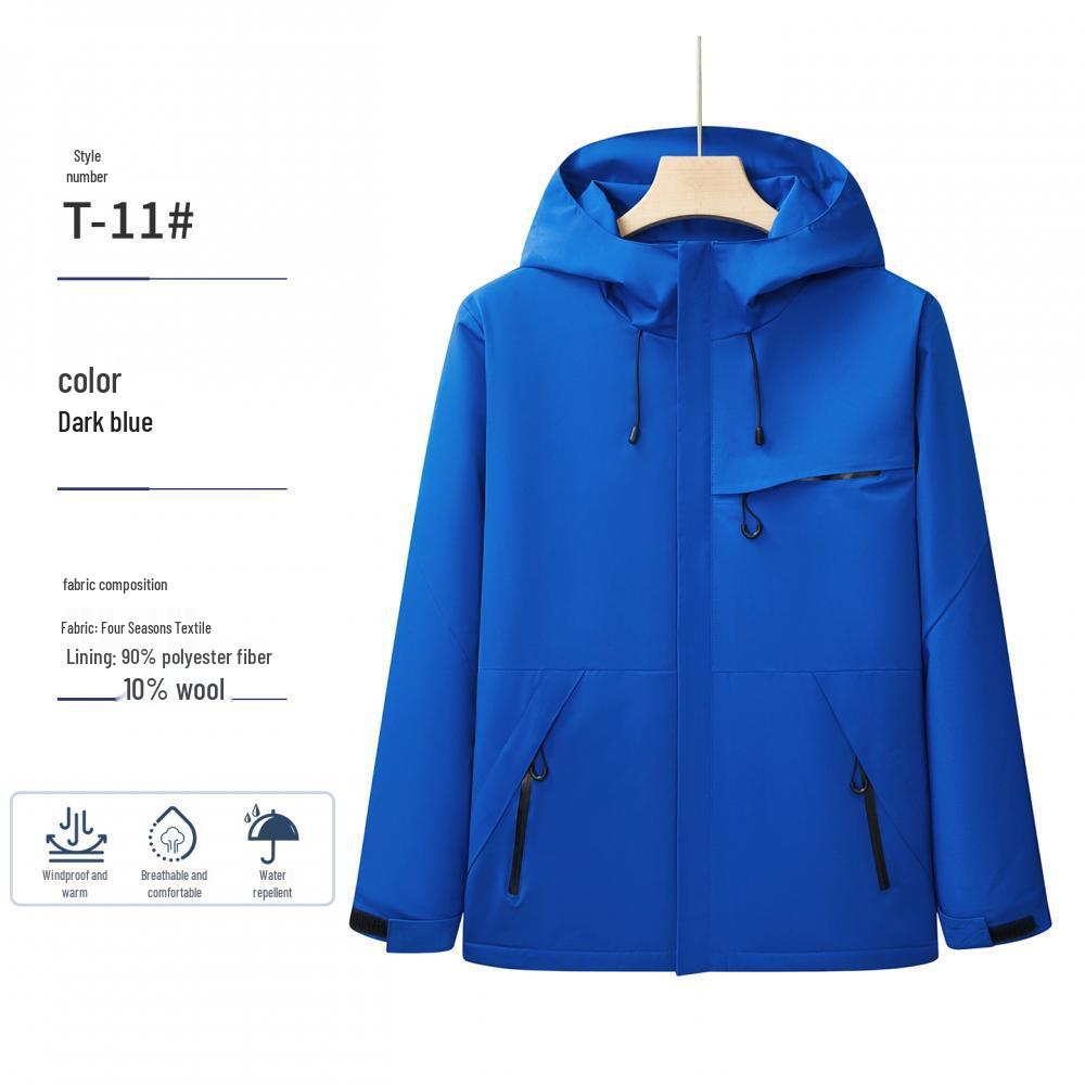 Personalized Windproof 3-in-1 Jacket: Solid Color, Custom Logo, Unisex Design, Thick Workwear