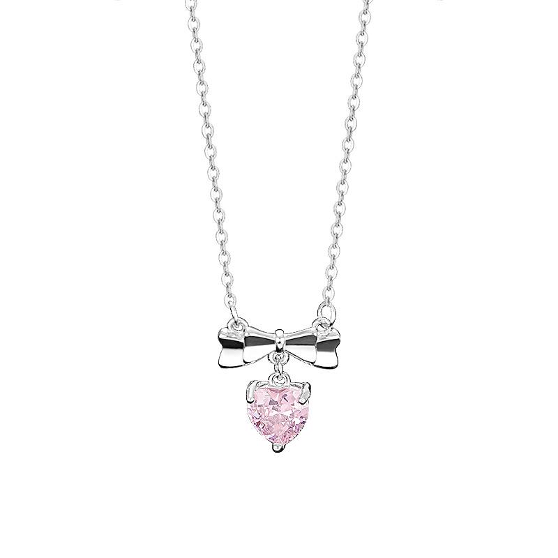 Fantasy Bow Heart Necklace, Sweet and Luxury, Summer Versatile Collar Chain for Women