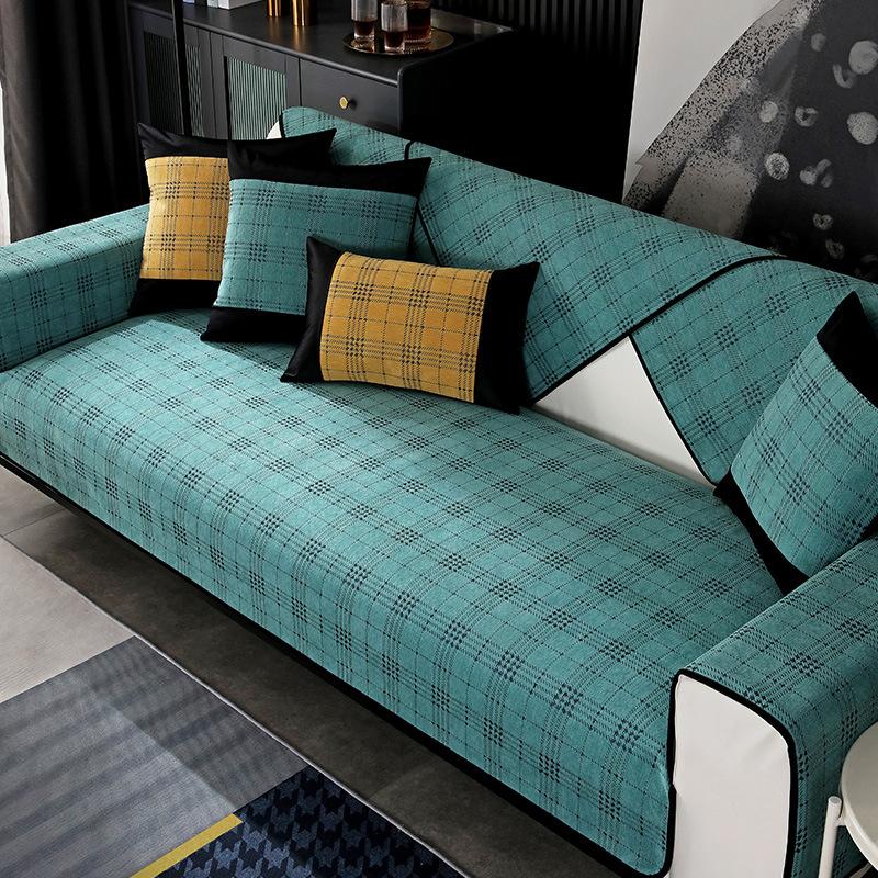 

Решетчатые чехлы на диваны для автомобиля, гостиной, офиса, основное украшение дома, 1/2/3/4-местный хлопковый клетчатый чехол для дивана с геометрической полосой 70x70