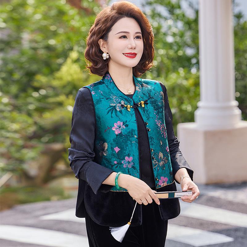 

2026 New Style Women s Petite Sleeveless Vest - Spring/Autumn Chinese National Trend for Middle-Aged & Elderly 2XL (105-120 lbs) синій