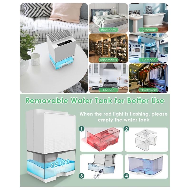 Efficient Room Dehumidifier Portable Dehumidifier Small Dehumidifier with Light ABS Texture for Living Environment