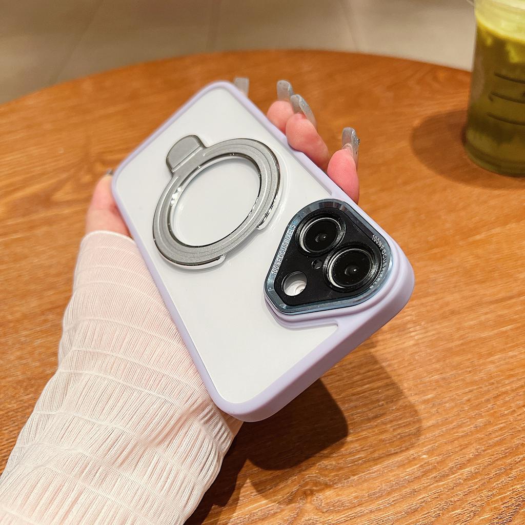 Gilt titanium gray, suitable for iPhone15 magnetic suction bracket, mobile phone case 14Pro lens glass anti-drop protective case 123