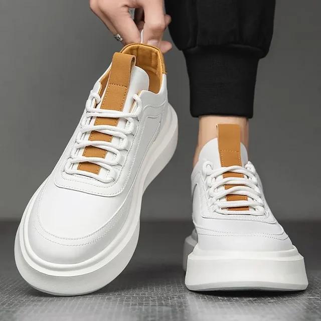 New High-quality Men's Sports Shoes PU Casual Shoes Men's Fashionable and Comfortable Tennis Shoes Men's Vulcanized Shoes