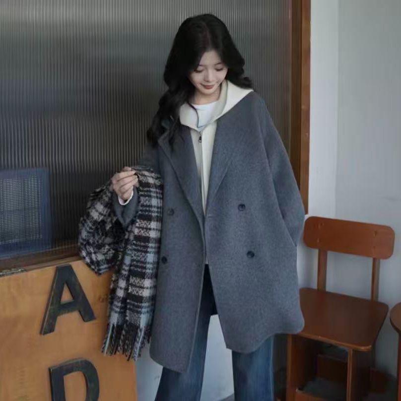 Korean Style Double-Sided Wool Coat - Elegant, Versatile Mid-Length for Women (Spring & Autumn)