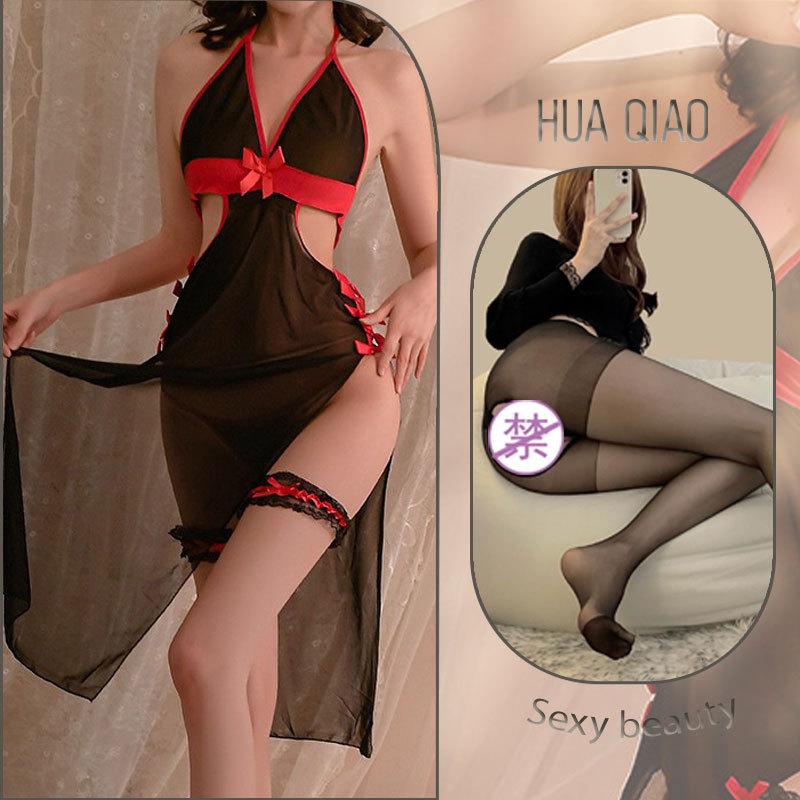 Sexy Lingerie Mature Royal Sister Suit Perspective Temptation High Split Female Cheongsam Flirting Lingerie Transparent