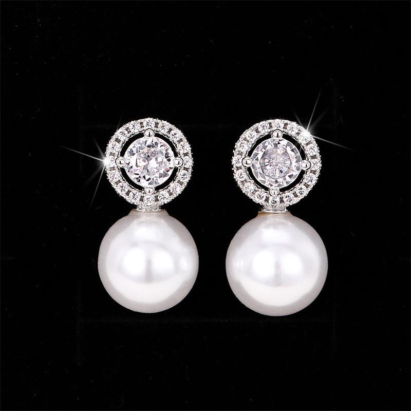 Sterling Pearl Earrings Bride Wedding Accessories Temperament Elegant Ear Earrings New Trendy Women Jewelry