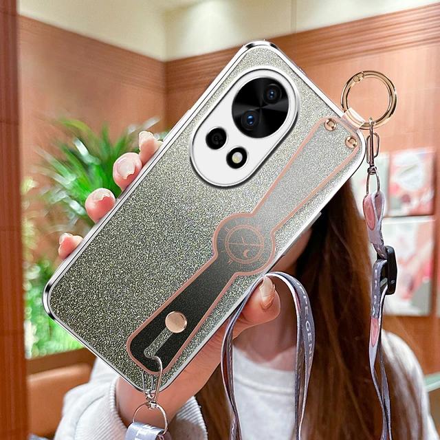 

Покриття годинник Crossbody Phone Holder Glitter Case для Huawei Nova 12 11 10 9 SE 8 7 Pura 70 Ultra P60 P50 P40 Pro P30 Lite Nova 7 Pro срібний