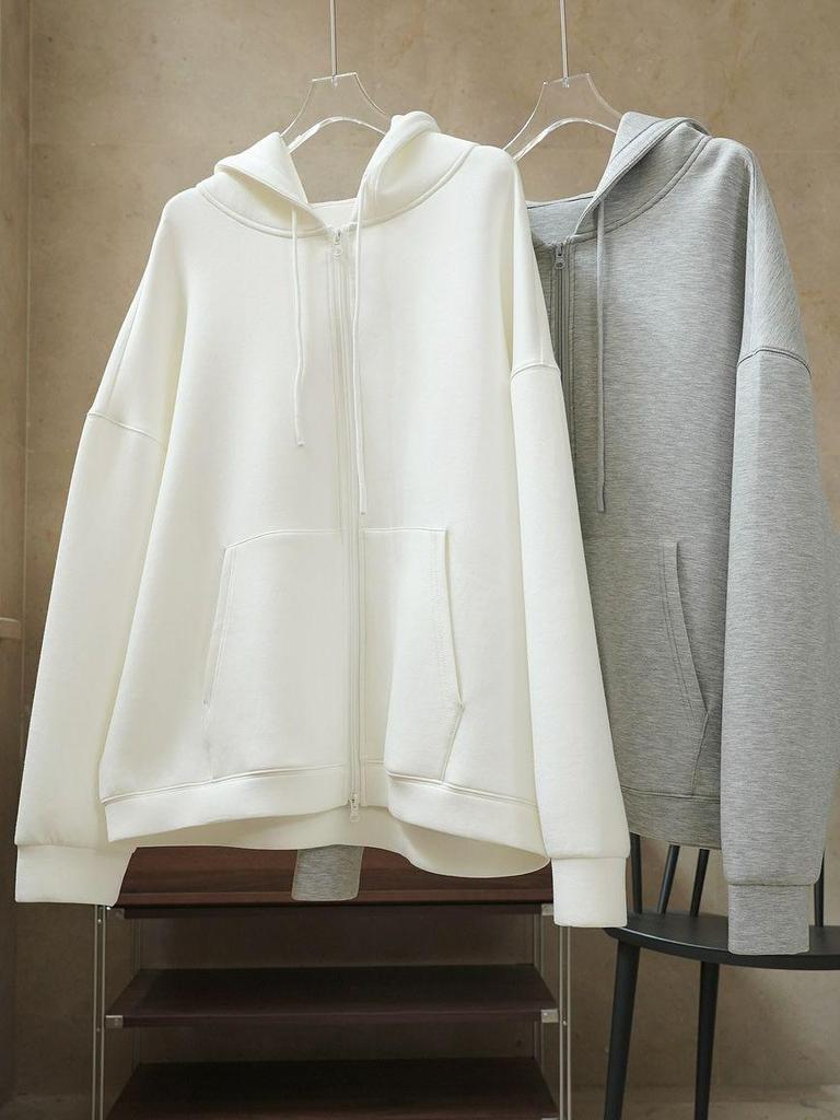 Cardigan Pulover cu Glugă Stil Coreean Strat de Aer Toamnă Timpurie Louvre - Jachetă Casual Largă cu Fermoar pentru Femei