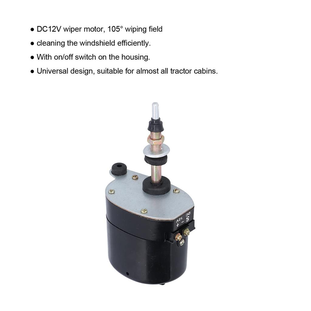 Wiper Motor DC12V Metal Windshield Wiper Motor 105° Wiping Field Universal Accessory for Tractor
