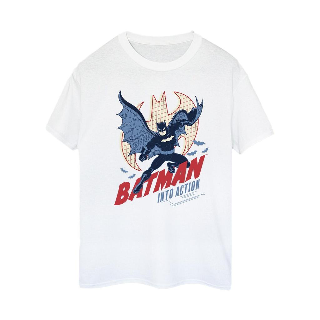 DC Comics Womens/Ladies Batman Into Action Cotton Boyfriend T-Shirt