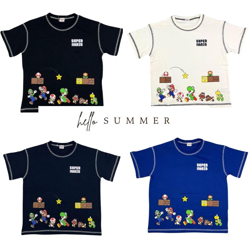 [Nakata Co., Ltd.] Super Mario Kids T-shirt, character print, short sleeve, for boys and girls, 1...