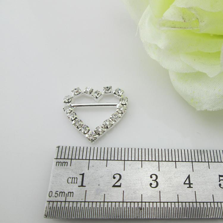 10pcs Heart Buckle with Horizontal Bar for Invitation Ribbon Slider 15mm