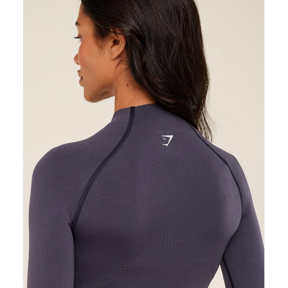 Gymshark Jachetă Vital Midi cu Fermoar și Glugă Mov Închis Melanj B5a9q Pcd7