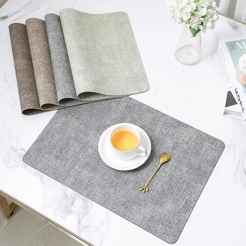 Dual-Sided Luxury Leather Placemat - Nordic Minimalist Design, High-end Waterproof & Heat-resistant Table Mat for Western Dining.