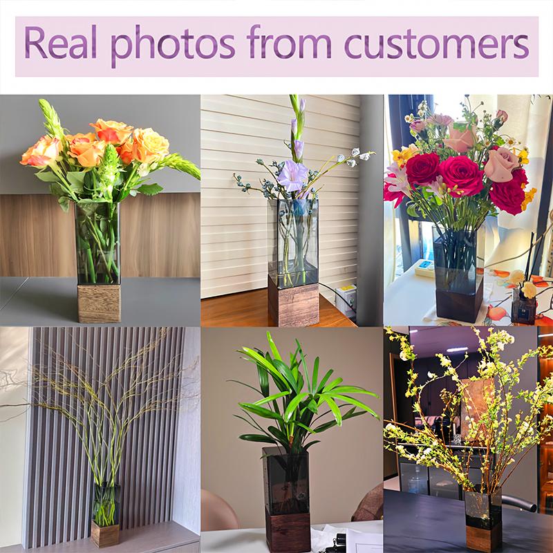 10/12x25/30cm Ornaments Multifunctional Acrylic Vase High-End Square Shape Elegant Home Decor Minimalist 1 Set