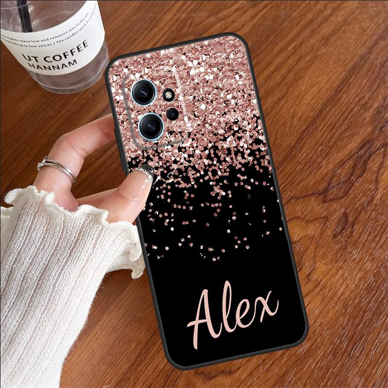 Bling Personalised Name Plating Case For Xiaomi Redmi 12C 13C 14C 10C Redmi Note 13 Pro 14 12 11 9 10 9S 10S 11S 12S Cover