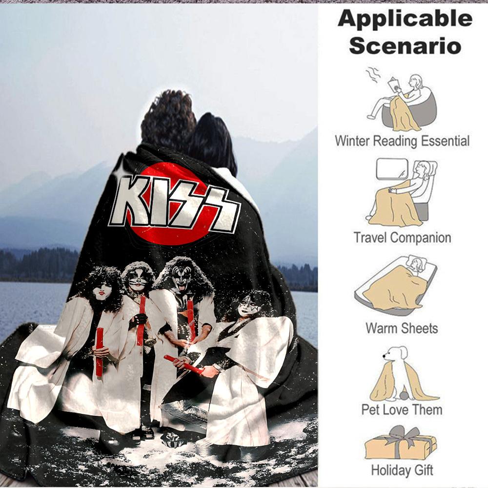 1pc KISS Band Flannel Blanket, Soft Skin Friendly with Digital Printing, Various Sizes Available for Family, Friends, Birthday