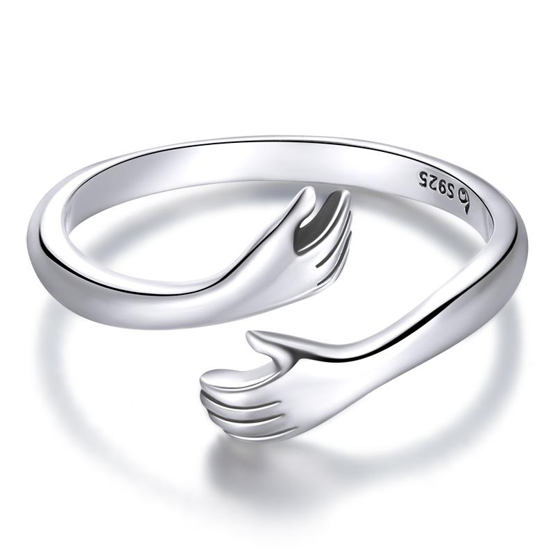 WOSTU Adjustable Rings Real 925 Silver Stackable Engagement Zircon Open Size Rings For Women Female Original Jewelry