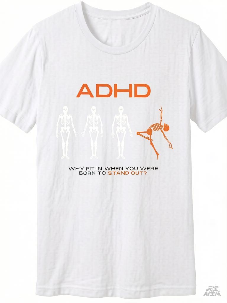 2025 Adhd Awareness Funny Unisexs Short Sleeve Graphic Tshirt Black Collection 62079