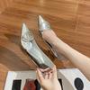 Nya strassknappar, smala klackar, spetsiga silverhögklackar, societets temperament mångsidig mode lätt mun enkelskor