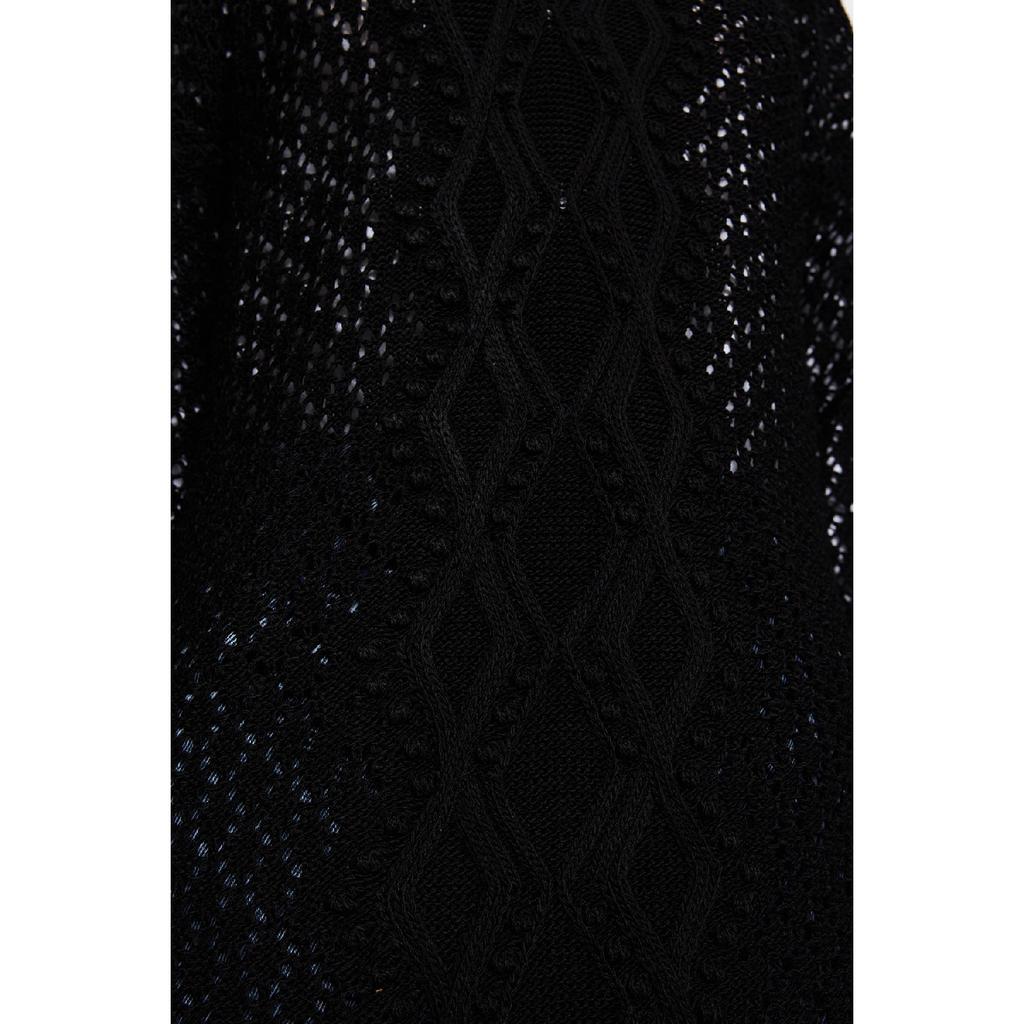 Navy Blue Openwork Knitwear Sweater Tctaw22ak0089