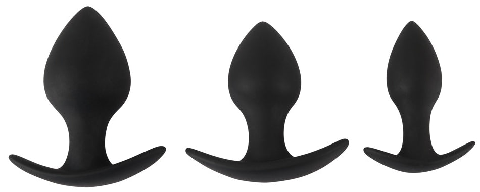 Set of 3 Black Weighted Trainer Plugs - Black Velvets - Beginner Plugs & Kits