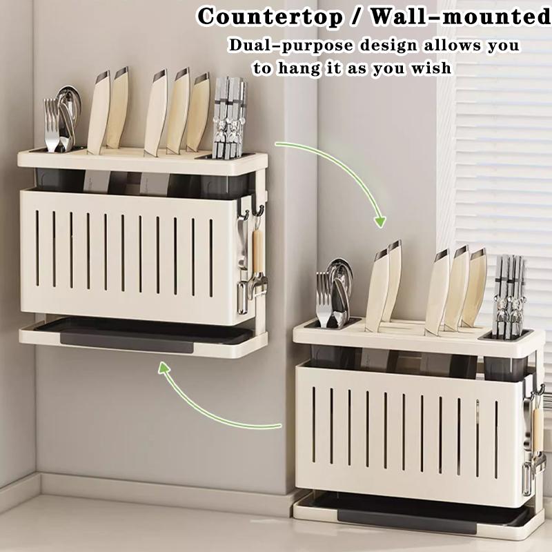 Suport cuțite blat bucătărie montat pe perete multifuncțional suport depozitare bețișoare linguri cuțite